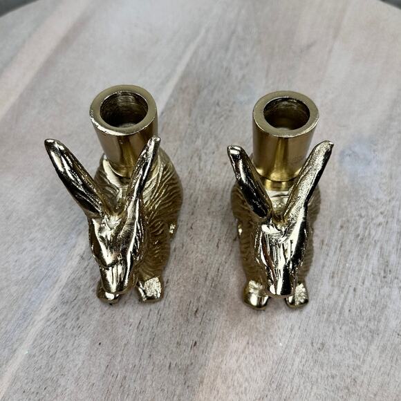 Cupcakes and Cashmere Gold Rabbit Bunny Taper Candle Holder Spring Easter Viral - Picture 10 of 16